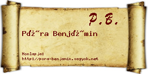 Póra Benjámin névjegykártya